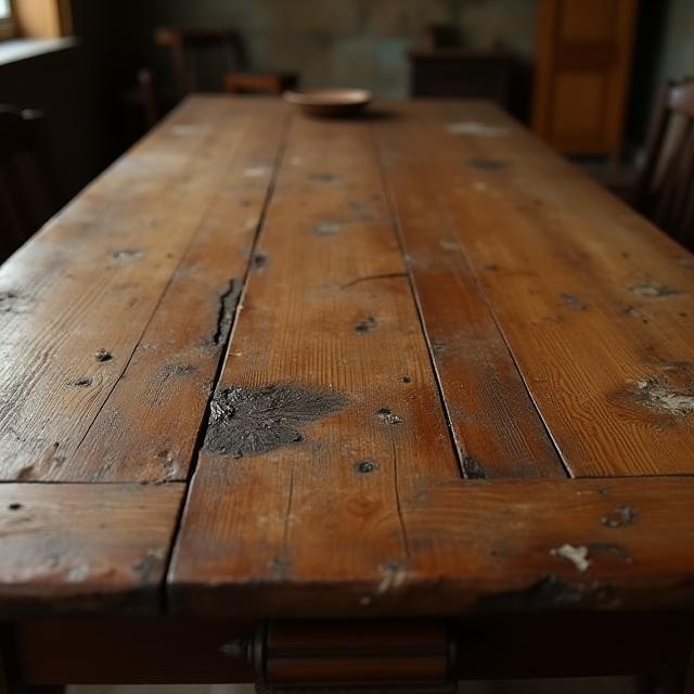 Oak dining table before restoration